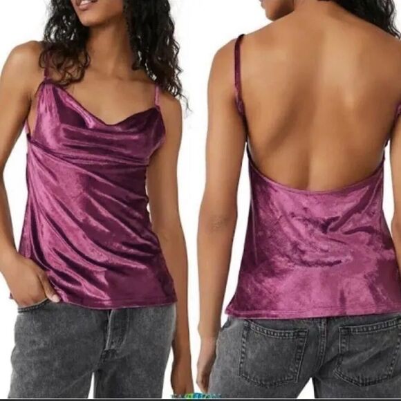 NWT Free People All Night Velvet Tunic Top - Fig Jam Small - Picture 1 of 5